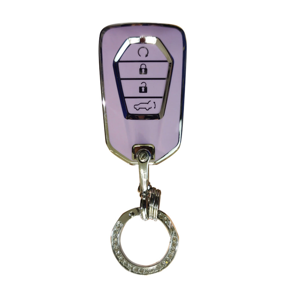 TPU Car Remote Key Fob Cover Suitable for Isuzu D-Max 4 Button Purple