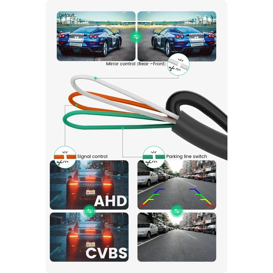 AHD 1920x1080P Car Rear View Camera Backup And Front Camera Black